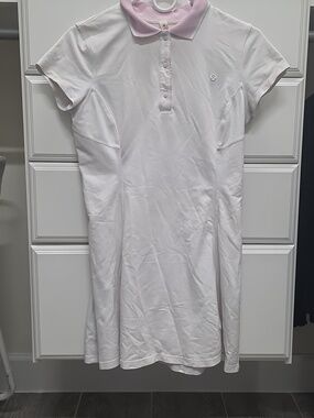 Lululemon Short Sleeve Polo Dress white and pink